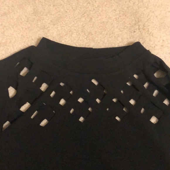 BRAND NEW trendy black cut out top / blouse - Picture 2 of 3